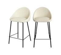 Lot de 2 chaises pour îlot central 65 cm en tissu bouclette blanc - Misty - Rendez-Vous Déco