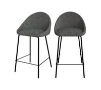 Lot de 2 chaises pour îlot central 65 cm en tissu bouclette gris - Misty - Rendez-Vous Déco