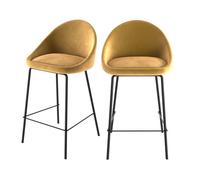 Lot de 2 chaises pour îlot central 65 cm en velours jaune - Misty - Rendez-Vous Déco