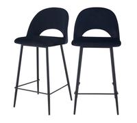 Lot de 2 chaises pour îlot central 65 cm en velours noir - Pénélope - Rendez-Vous Déco