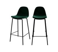 Lot de 2 chaises pour îlot central 65 cm en velours vert foncé - Henrik - Rendez-Vous Déco