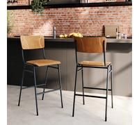 Lot de 2 chaises pour îlot central 66 cm en bois foncé - clem