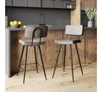 Lot de 2 chaises pour îlot central 66 cm en cuir synthétique gris - texas