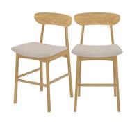Lot de 2 chaises pour îlot central 66 cm en tissu beige et bois - Lana - Rendez-Vous Déco