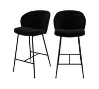 Lot de 2 chaises pour îlot central 66 cm en tissu bouclé noir - Groom - Rendez-Vous Déco