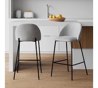 Lot de 2 chaises pour îlot central 66 cm en tissu chiné gris clair - karl