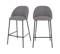 Lot de 2 chaises pour îlot central 66 cm en tissu chiné gris foncé - Karl - Maison Pavane