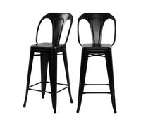 Lot de 2 chaises pour îlot central 68 cm en métal noir mat - Indus - Maison Pavane
