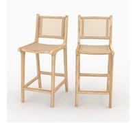 Lot de 2 chaises pour îlot central en teck et cannage rotin 66,5 cm - Kyla - Rendez-Vous Déco