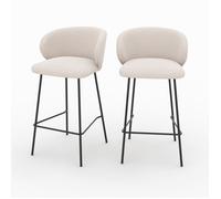 Lot de 2 chaises pour îlot central en tissu beige 68 cm - Victoria - Rendez-Vous Déco