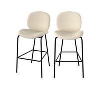 Lot de 2 chaises pour îlot central en tissu bouclé beige 63,5 cm - Iris - Rendez-Vous Déco