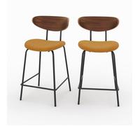 Lot de 2 chaises pour îlot central en velours côtelé jaune 64.5 cm - Jade - Maison Pavane