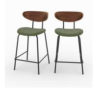 Lot de 2 chaises pour îlot central en velours côtelé kaki 64.5 cm - Jade - Rendez-Vous Déco