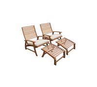 Lot De 2 Chaises Relaxantes Puebla 2 Chaises 2 Reposes Pieds 75x59x71cm
