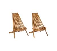 Lot de 2 Chaises Rustique de Jardin en Bois d'Acacia Extérieur Pliables Bellano