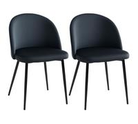 Chaises De Visiteur Design Scandinave - Lot De 2 Chaises - Pieds Effilés Métal Noir - Assise Dossier Ergonomique Velours Noir Noir