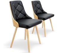 Menzzo Lot de 2 chaises scandinaves Lalix – chêne clair & noir