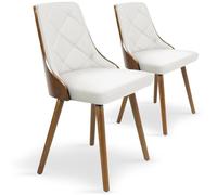 Menzzo Lot de 2 chaises Scandinave « Cargo » 79 cm Noisette & Blanc