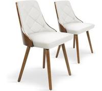 Menzzo Lot de 2 chaises Scandinave « Cargo » 79 cm Noisette & Blanc