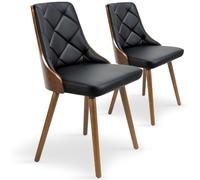 Menzzo Lot de 2 Chaises Scandinaves LALIX Bois Noisette & Noir - Chaises Salle à Manger Design Moderne avec Assise Confortable - Style Nordique pour Cuisine & Salon