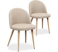 Lot de 2 chaises scandinaves Cecilia tissu Beige