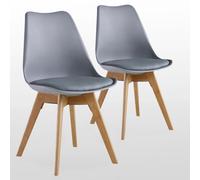 Lot De 2 Chaises Scandinaves Grises Lorenzo - Assise Rembourrée - Salle À Manger, Cuisine, Chambre Gris
