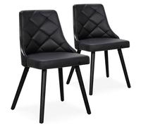 Menzzo Lot de 2 chaises scandinaves Lalix Bois Noir et Simili Noir