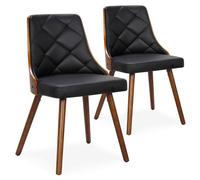Chaise Scandinave Bois Noisette et Noir Pako - Lot de 2