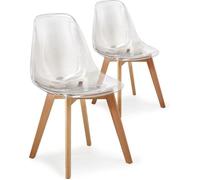 Menzzo Lot de 2 chaises scandinaves Larry Plexi Transparent