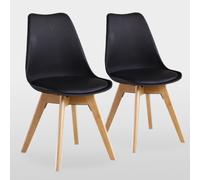 Lot De 2 Chaises Scandinaves Noires Lorenzo - Assise Rembourrée - Salle À Manger, Cuisine, Chambre Noir