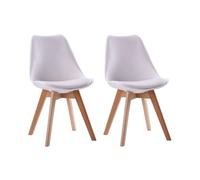 Lot De 2 Chaises Scandinaves Nora Blanches Avec Coussin Blanc