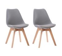 Happy Garden Chaises de salle à manger Nora – Lot de 2, scandinaves grises rembourrées, pieds hêtre