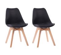 Happy Garden Lot de 2 chaises scandinaves Nora noires avec coussin pieds en hêtre massif H.81 cm