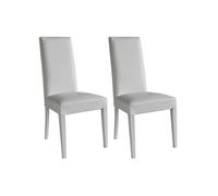 Lot de 2 Chaises Simili Blanc et Pieds Laqués - TORINO -