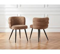 Lot de 2 chaises SOLEA tissu velours marron clair BOBOCHIC Marron clair