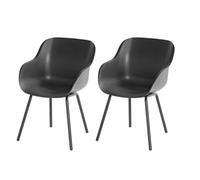 Lot de 2 chaises Sophie Rondo Elegance en résine - pieds en aluminium - Anthracite