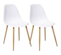Lot de 2 chaises style scandinave ""Ava"" pieds métal imitation chêne Atmosphera - Blanc