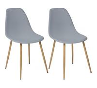 Lot de 2 chaises style scandinave ""Ava"" pieds métal imitation chêne Atmosphera - Gris