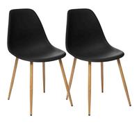 Lot de 2 chaises style scandinave ""Ava"" pieds métal imitation chêne Atmosphera - Noir