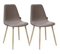 UNIVERSDECOR - Lot De 2 chaises Style Vintage Marylin Pieds métal Imitation hêtre Atmosphera (2, Taupe)