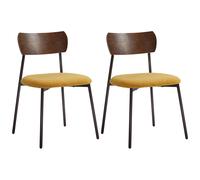 Lot de 2 chaises de salle à manger - HOMCOM - assise effet bouclette - dossier courbé effet bois, jaune