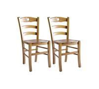 Lot de 2 Chaises Teinté Chêne et Assises en Bois - NAPLES -