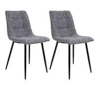 STRIB - Lot de 2 Chaises Tissu Gris Tacheté et Piétement Acier -