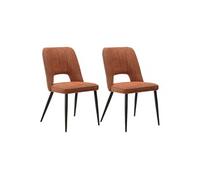 FABRICE - Lot de 2 Chaises Tissu Maille Polyester et Liseré Cuivre Chiné - Altobuy Orange