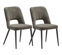 FABRICE - Lot de 2 Chaises Tissu Maille Polyester et Liseré Vert Foncé Chiné -