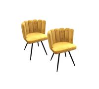 Lot De 2 Chaises Velours Ariel Jaune Home Deco Factory