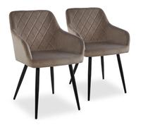 Menzzo Lot de 2 chaises Mariette Velours Taupe