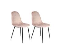 Lot de 2 Chaises Velours Côtelé Roses - ALESSIA -