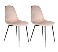ALESSIA - Lot de 2 Chaises Velours Côtelé Roses - Altobuy Rose