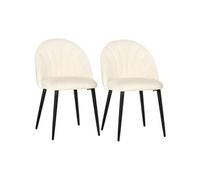 HOMCOM Lot de 2 chaises Velours Crème Pieds métal Noir dim. 52L x 54l x 79H cm
